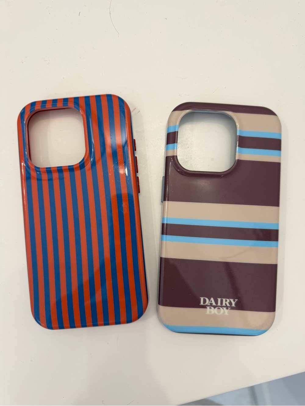 Dairy Boy Brown & Blue Striped Protective Phone Case